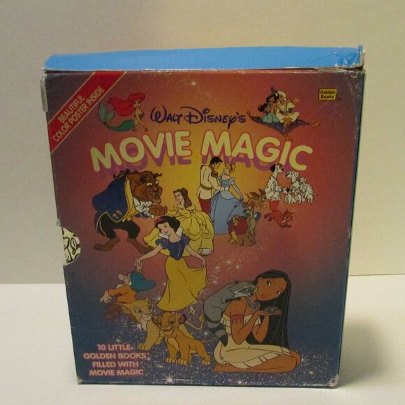 vintage Walt Disney Movie Magic box set 10 Golden Bookss with Rajah figure - Picture 16 of 16